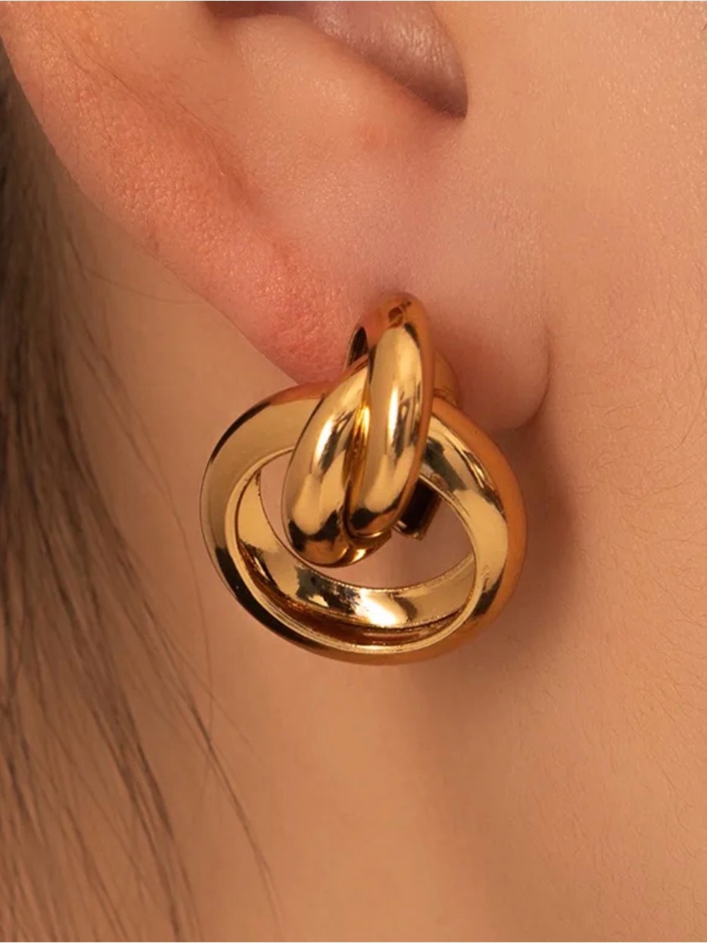18k gold Classic Twisted Loop Gold-Plated Stud Earrings for women